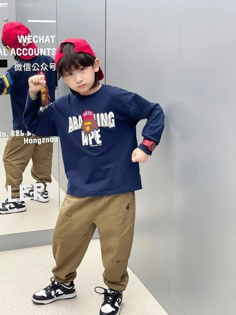 【90-160cm】着心地も抜群 おしゃれ カジュアル ユニーク プリント 男の子 長袖 Ｔシャツ