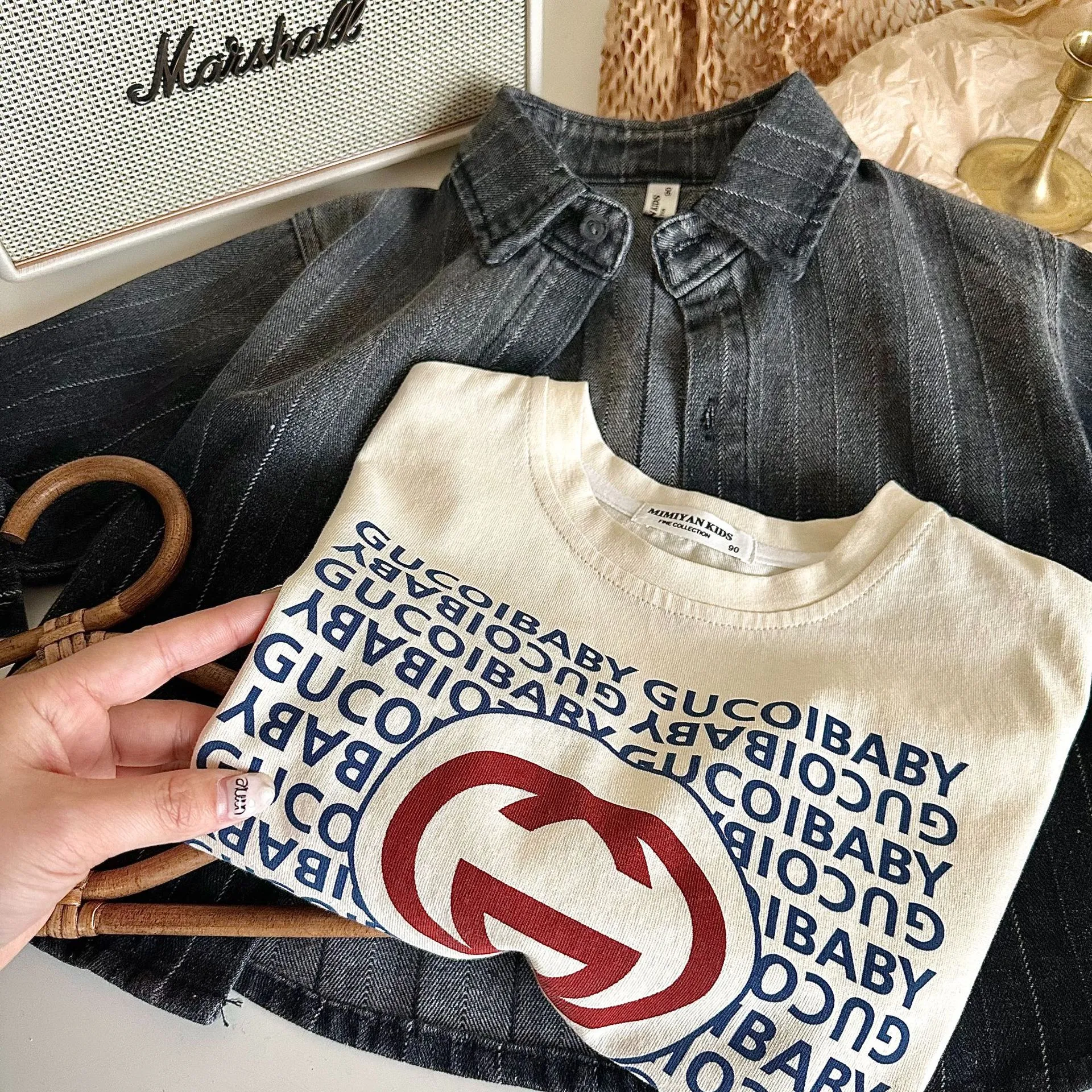 【90-160cm】大活躍 シンプル アルファベット トレンド 人気 長袖 Ｔシャツ