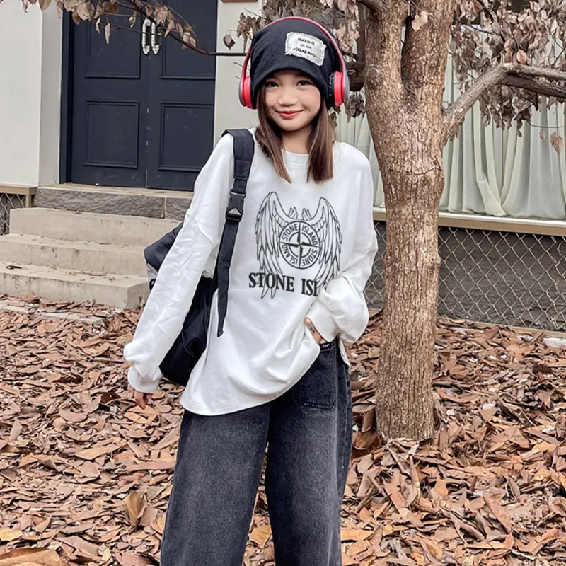 【110-170cm】好感度100％  オシャレ カジュアル 着やすい 女の子 長袖 Ｔシャツ