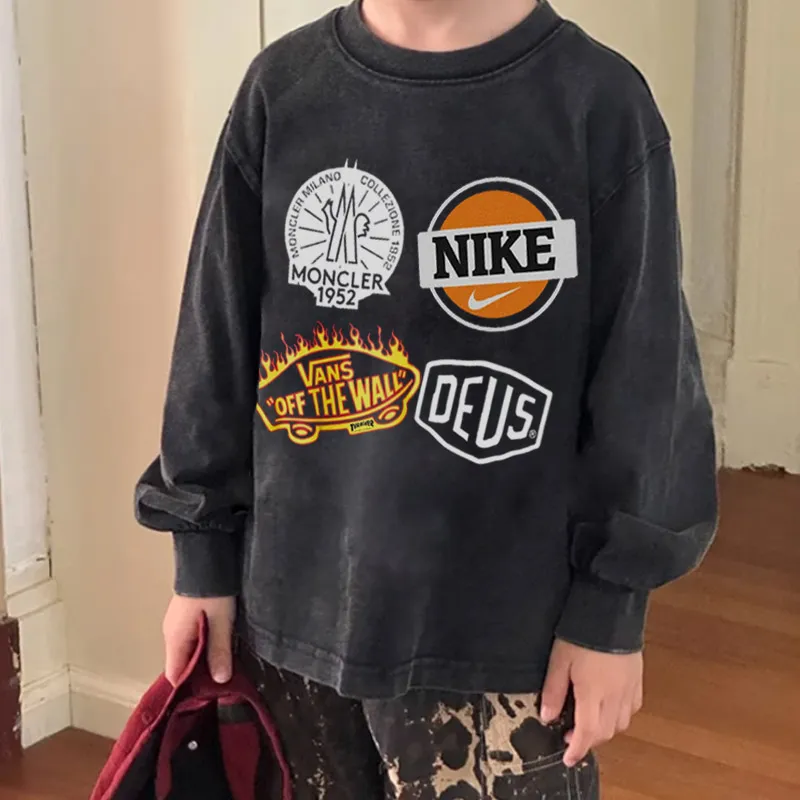 【80-130cm】デザイン満点 爆売れ中 ユニーク カッコイイ 男の子 長袖 Ｔシャツ