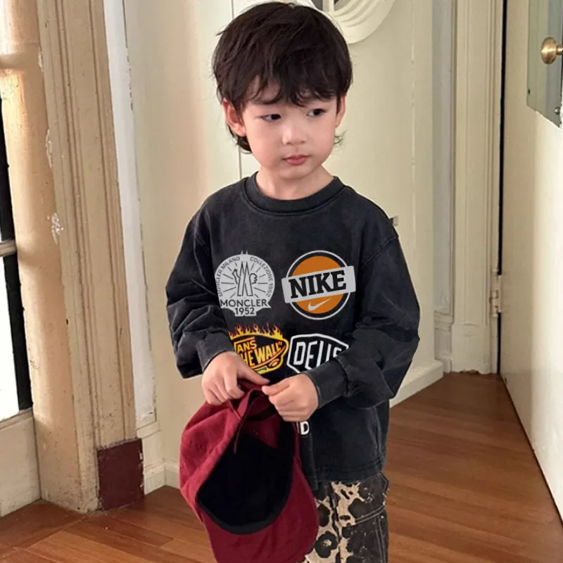 【80-130cm】デザイン満点 爆売れ中 ユニーク カッコイイ 男の子 長袖 Ｔシャツ