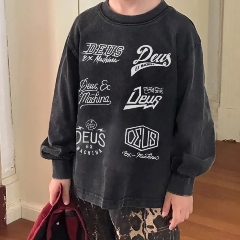 【80-130cm】リラックス感ある 大人気 ユニーク カッコイイ 男の子 長袖 Ｔシャツ