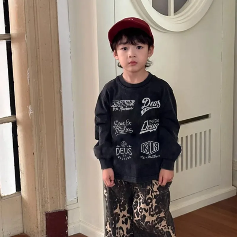 【80-130cm】リラックス感ある 大人気 ユニーク カッコイイ 男の子 長袖 Ｔシャツ