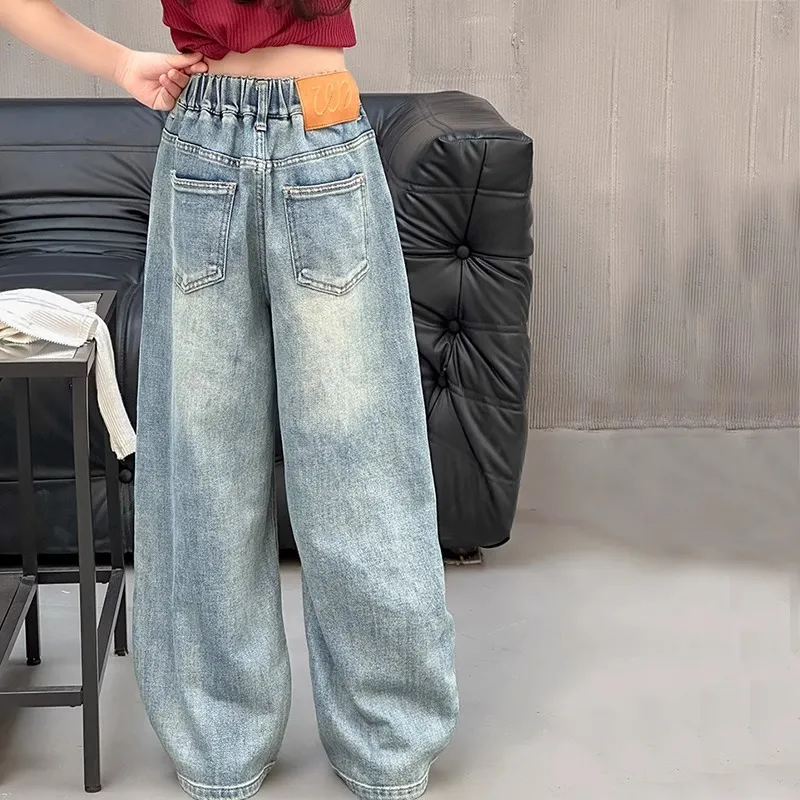 【120-170cm】大好評 履きやすい おしゃれ シンプル ゆったり 高品質  デニム ワイドパンツ