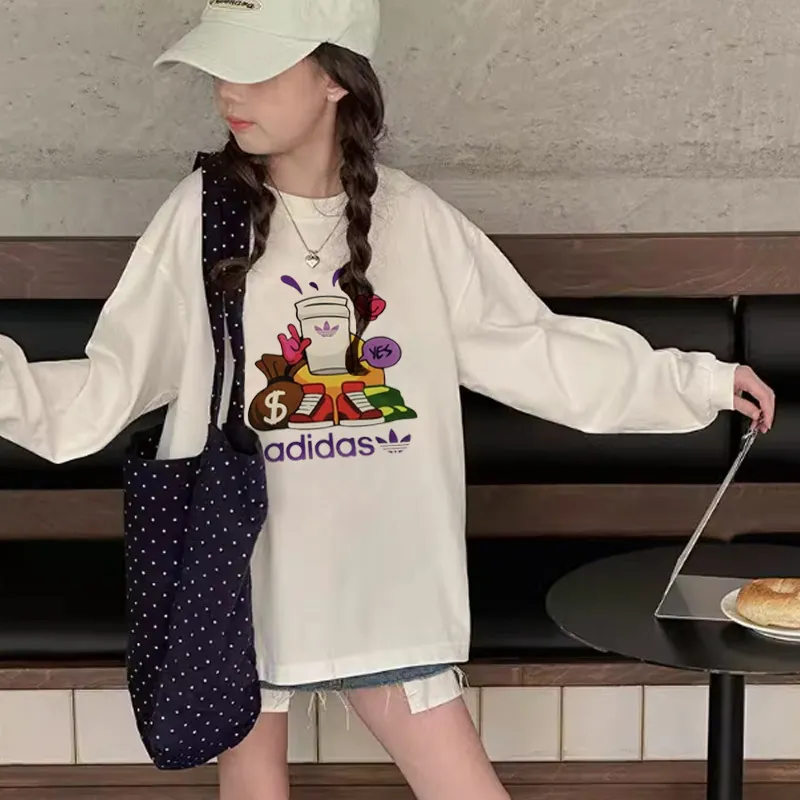 【110-170cm】好感度UP オシャレ 可愛い 合わせやすい 女の子 長袖 Ｔシャツ