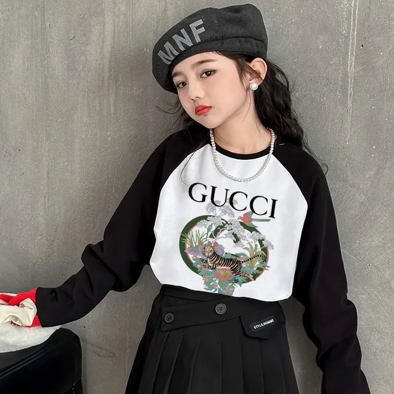 【110-170cm】元気いっぱい 大活躍 おしゃれ カジュアル 配色 女の子 長袖 Ｔシャツ