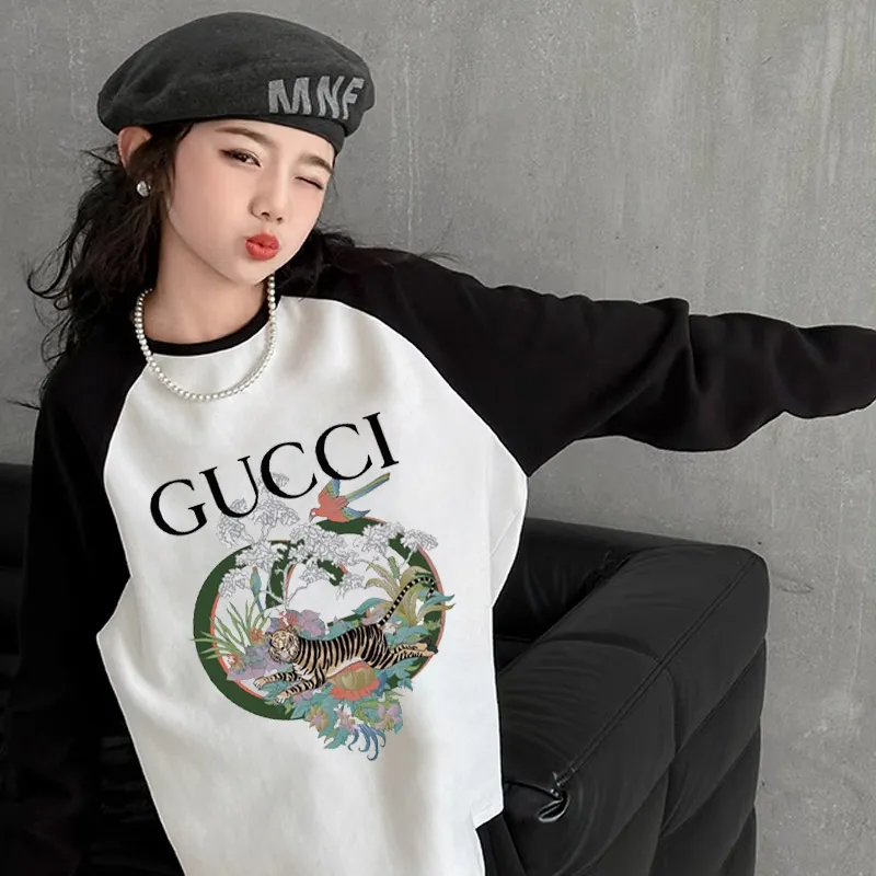 【110-170cm】元気いっぱい 大活躍 おしゃれ カジュアル 配色 女の子 長袖 Ｔシャツ