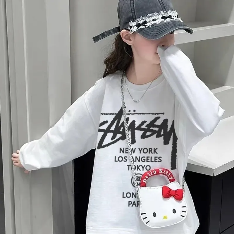 【110-170cm】よく売れる 好感度UP カジュアル アルファベット 女の子 長袖 Ｔシャツ