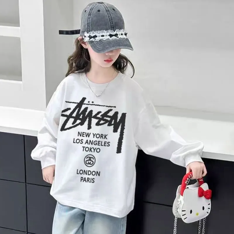 【110-170cm】よく売れる 好感度UP カジュアル アルファベット 女の子 長袖 Ｔシャツ