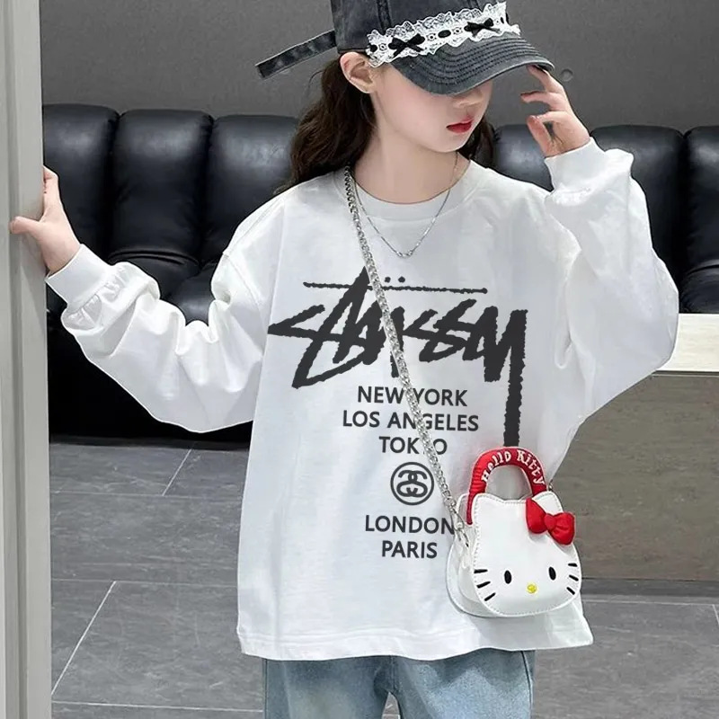 【110-170cm】よく売れる 好感度UP カジュアル アルファベット 女の子 長袖 Ｔシャツ