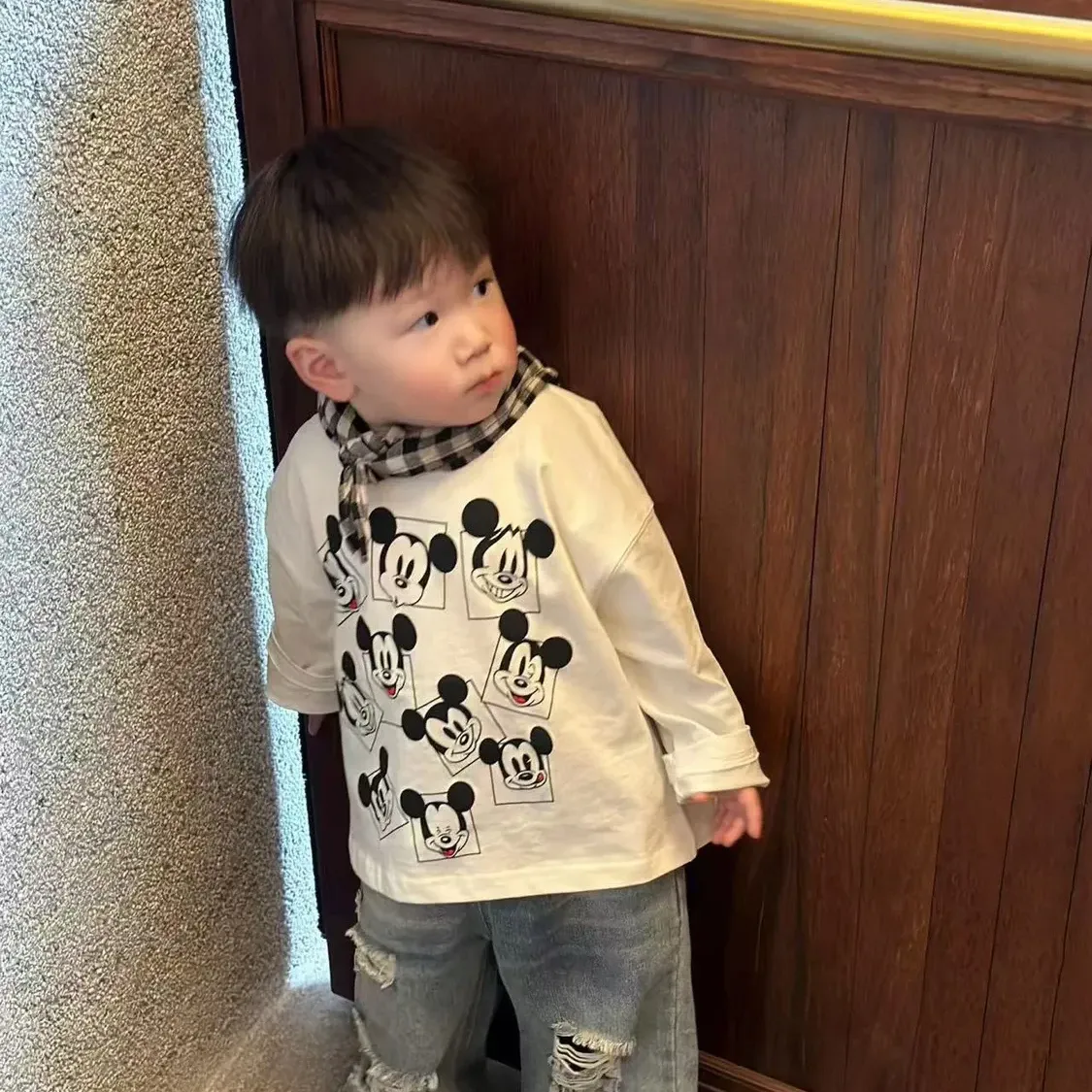 【90-160cm】大人気 定番 可愛い ルーズ おしゃれ 合わせやすい 長袖 Ｔシャツ