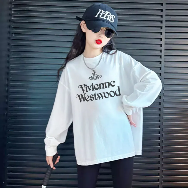 【110-170cm】話題沸騰中 シンプル アルファベット 快適 女の子 長袖 Ｔシャツ