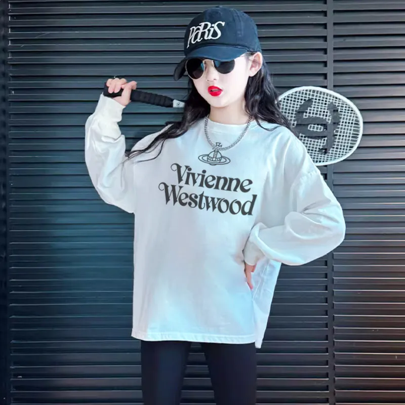 【110-170cm】話題沸騰中 シンプル アルファベット 快適 女の子 長袖 Ｔシャツ