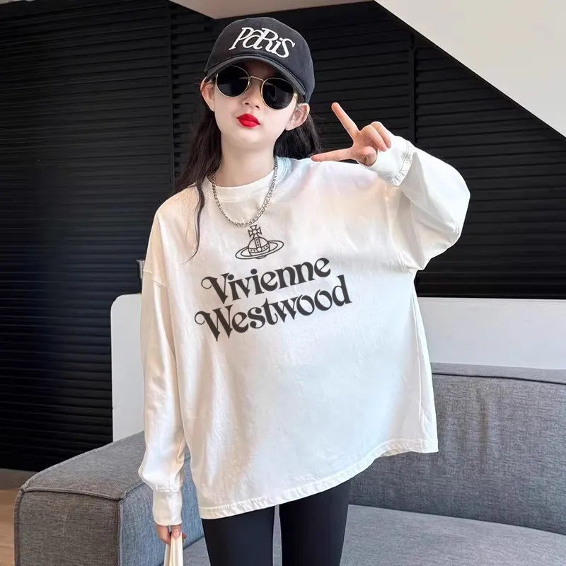 【110-170cm】話題沸騰中 シンプル アルファベット 快適 女の子 長袖 Ｔシャツ