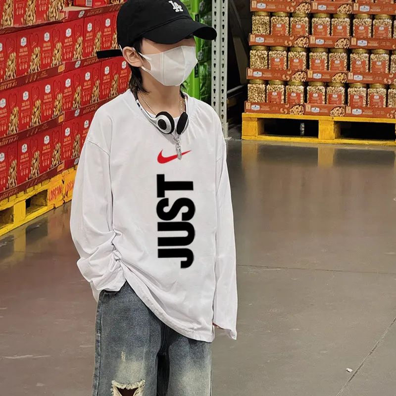 【90-160cm】絶対見逃さないで カジュアル アルファベット クール 男の子 長袖 Ｔシャツ
