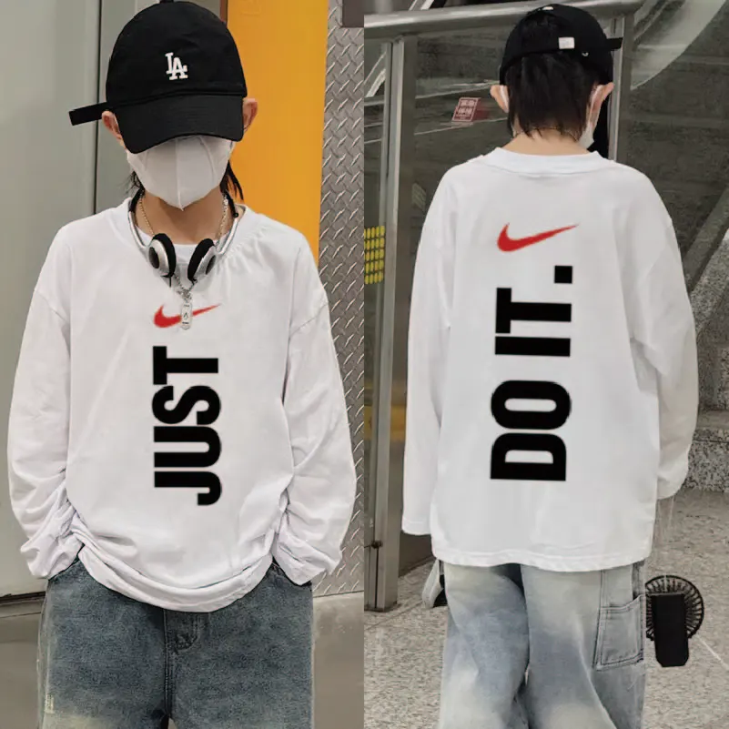 【90-160cm】絶対見逃さないで カジュアル アルファベット クール 男の子 長袖 Ｔシャツ