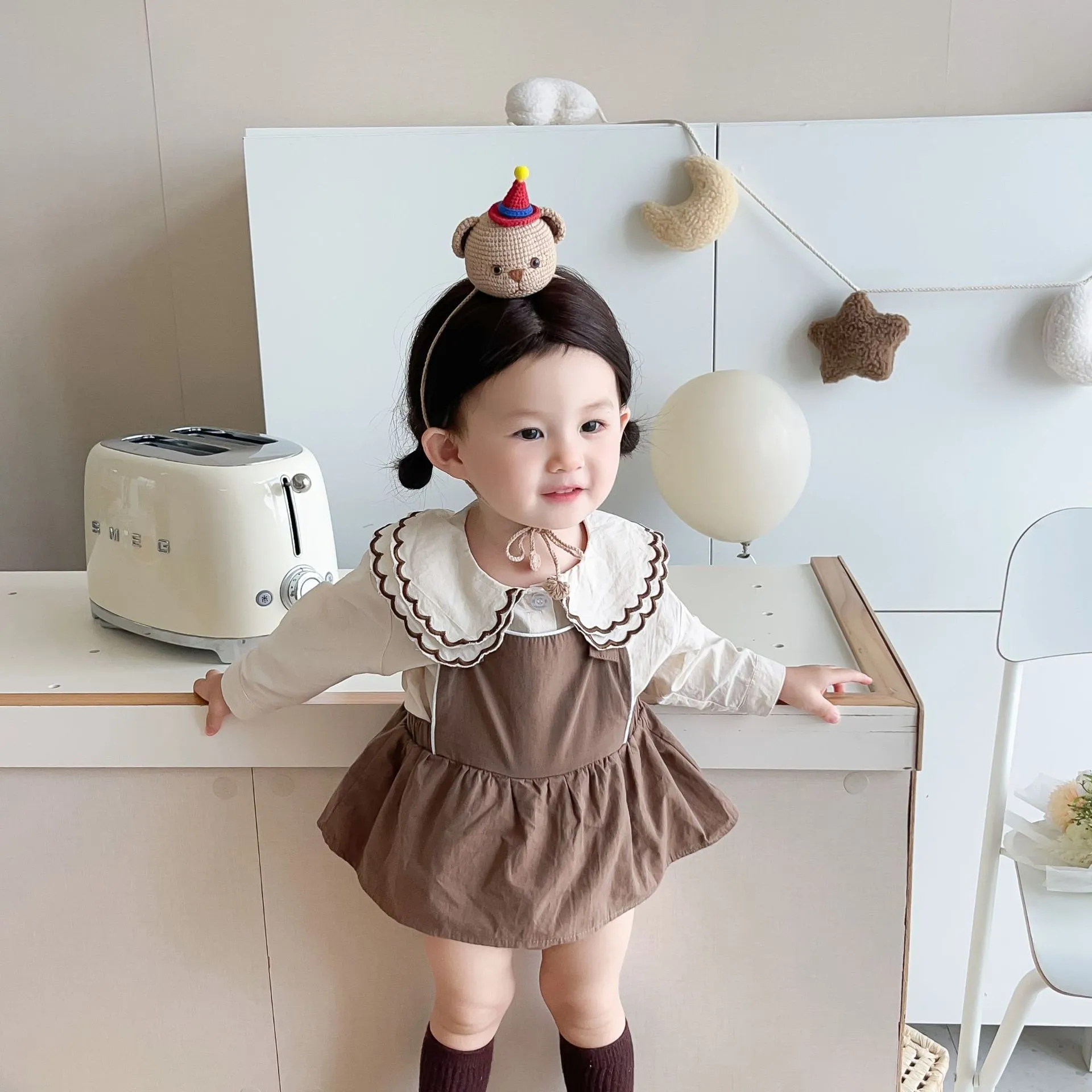 【66-90cm】オシャレ度高め 大人気 ins風 スウィート 可愛い ベビー 長袖 シャツ/サロペット