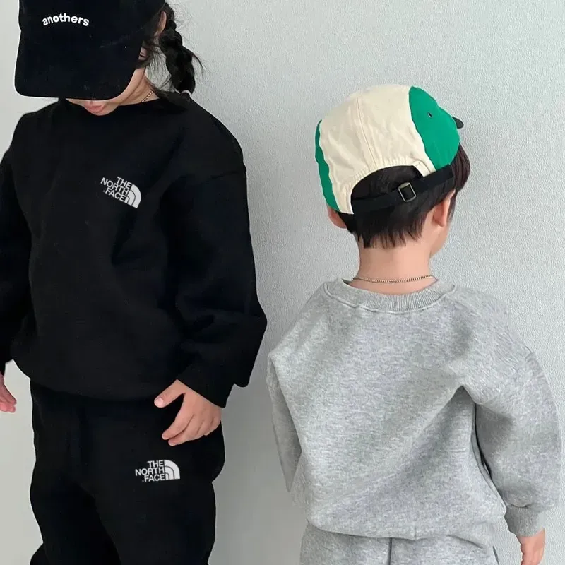 【90-160cm】二点セット 単品注文可 ルーズ 快適 ラウンドネック トレーナー+長ズボン セットアップ