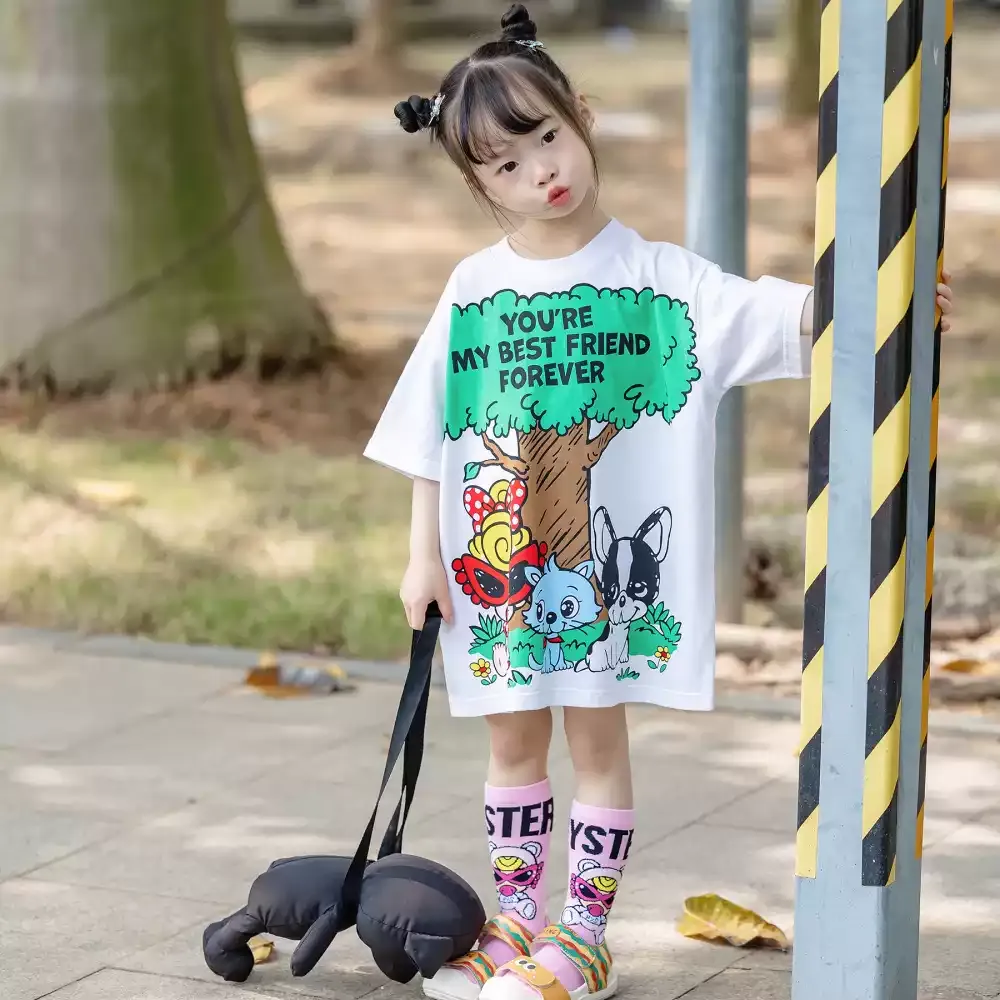 【90-160cm】デザイン満点 大活躍 おしゃれ 可愛い プリント 女の子 半袖 Ｔシャツ