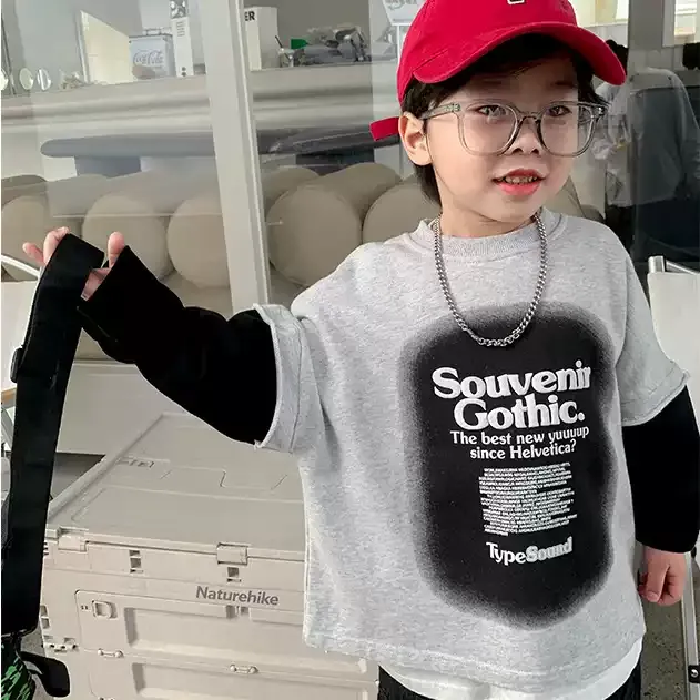 【80-130cm】デザイン満点 大人気 カジュアル ストリート系 切り替え 男の子 長袖 Tシャツ