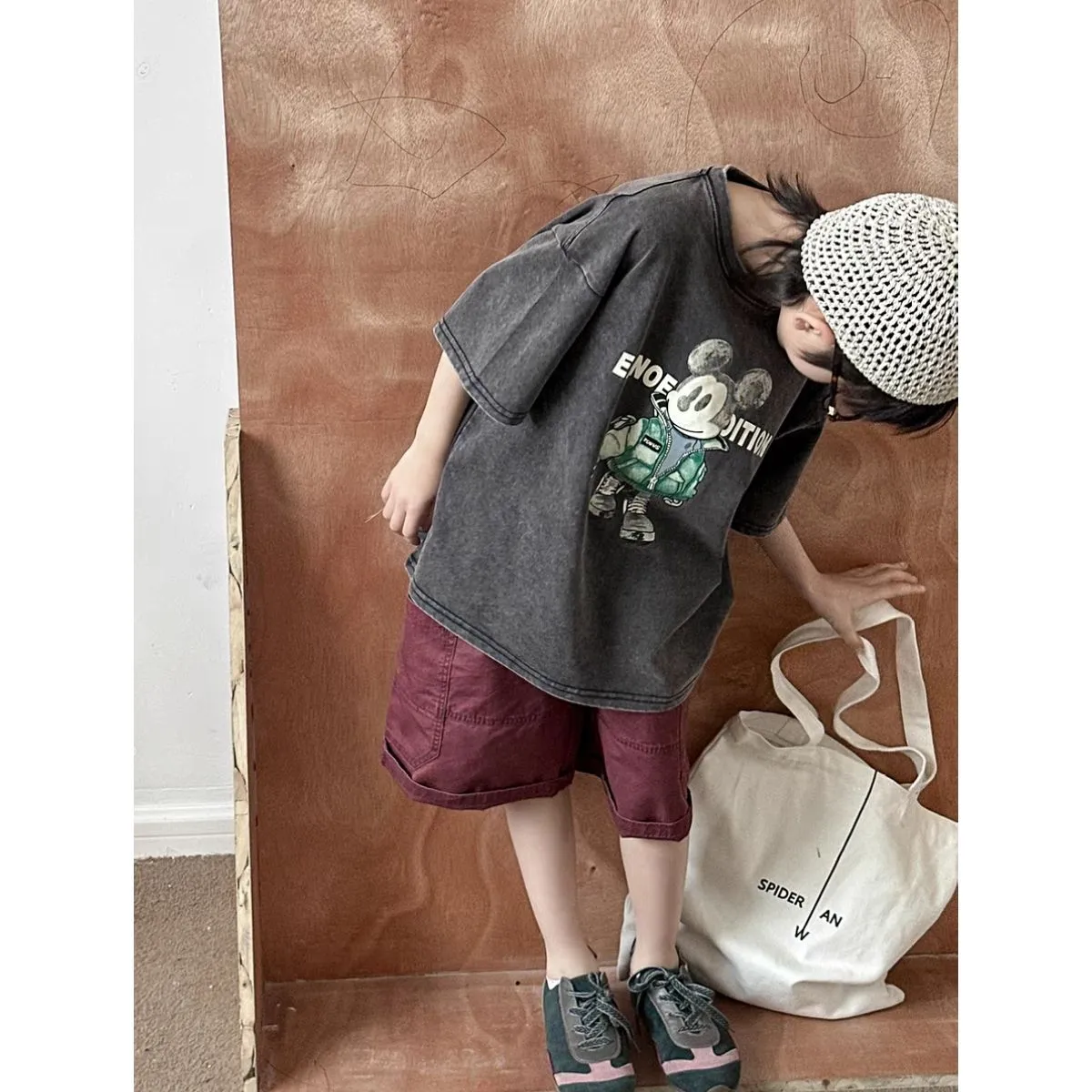 【100-150cm】存在感アップ  ユニーク カートゥーン カッコイイ 男の子 半袖 Ｔシャツ