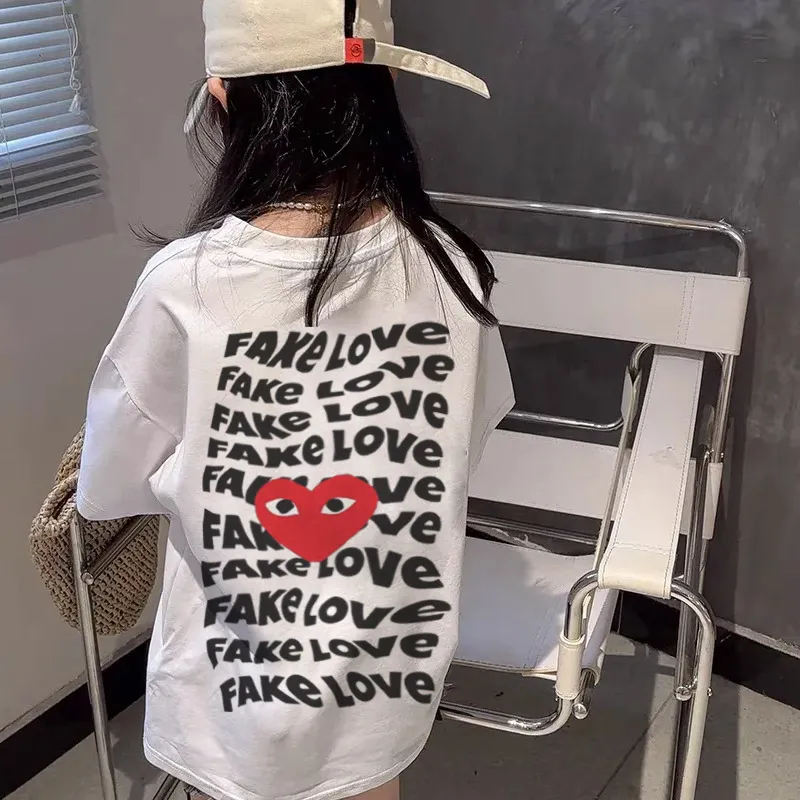 【90-160cm】好感度100％  大人気 おしゃれ ハート柄 女の子 半袖 Ｔシャツ