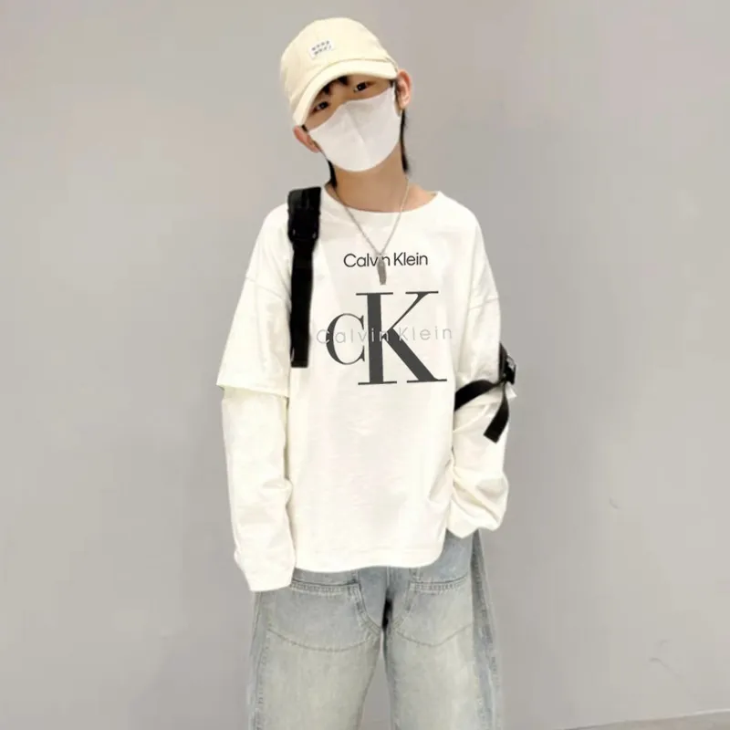 【100-150cm】着回し最強 大人気 ユニーク レイヤード シンプル 男の子 長袖 Ｔシャツ