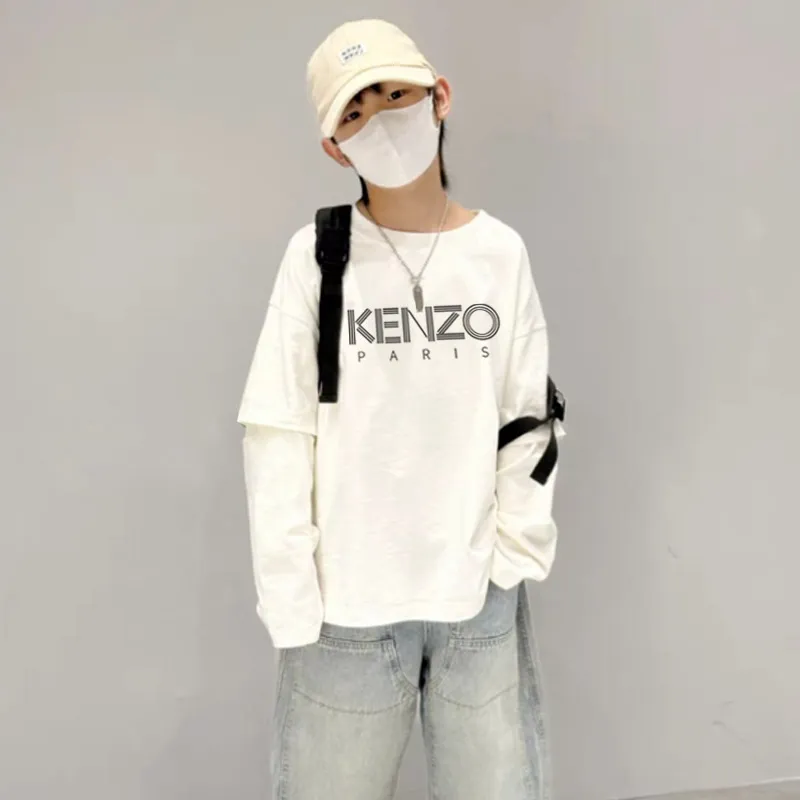【100-150cm】話題沸騰中 売れ筋 アルファベット レイヤード  男の子 長袖 Ｔシャツ