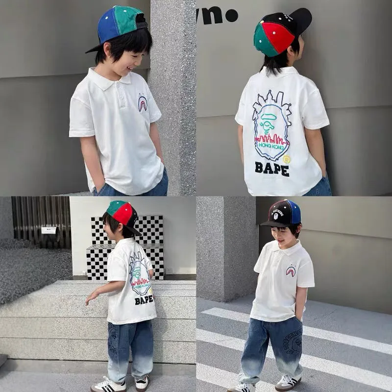 【90-170cm】トレンド感満点 大人気 カジュアル 着やすい POLOネック 男の子 半袖 Ｔシャツ