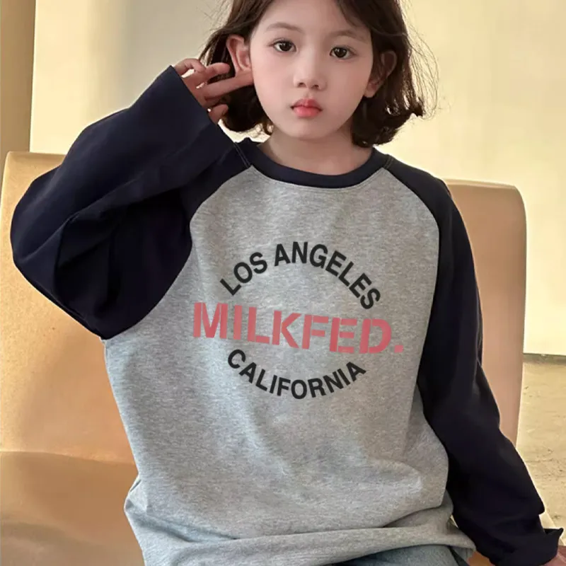 【110-170cm】毎日着たくなる 爆売れ中 配色 カジュアル 女の子 長袖 Ｔシャツ