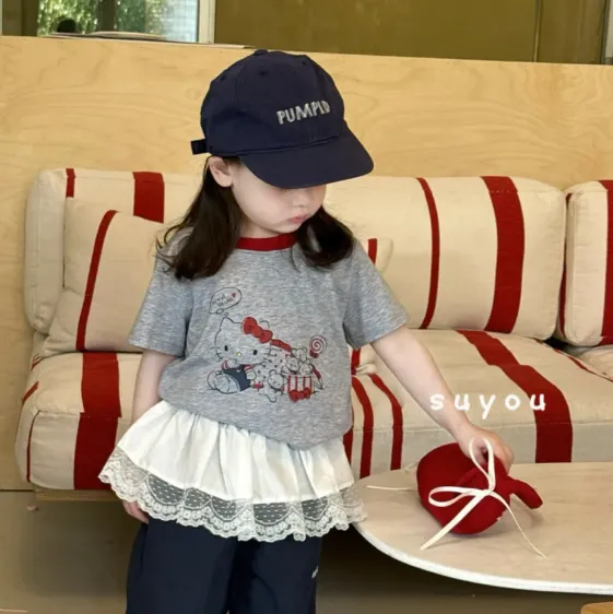 【80-140cm】絶対欲しい 好感度UP 可愛い キュート カートゥーン 女の子 半袖 Ｔシャツ