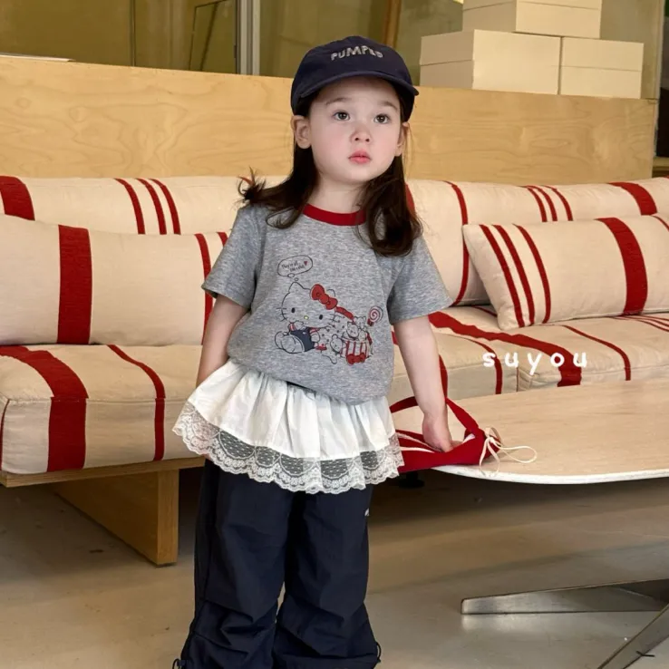 【80-140cm】絶対欲しい 好感度UP 可愛い キュート カートゥーン 女の子 半袖 Ｔシャツ