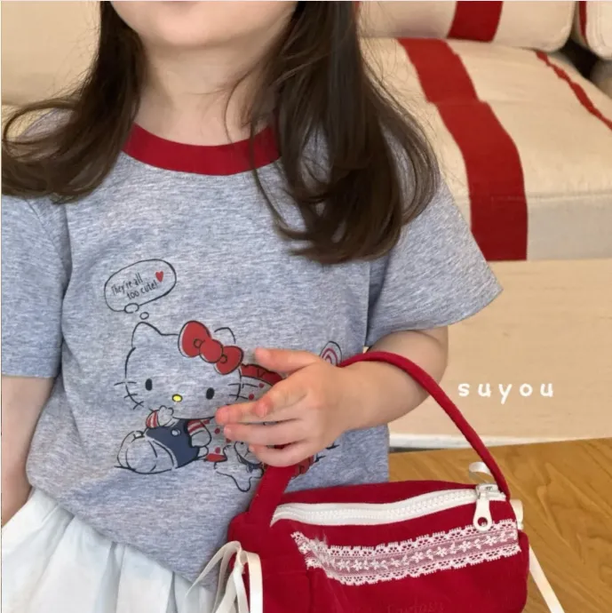 【80-140cm】絶対欲しい 好感度UP 可愛い キュート カートゥーン 女の子 半袖 Ｔシャツ