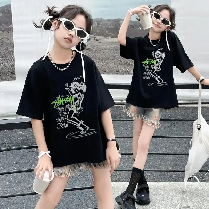 【90-160cm】おしゃれキッズ必見 スタイリッシュ クール 女の子 半袖 Ｔシャツ