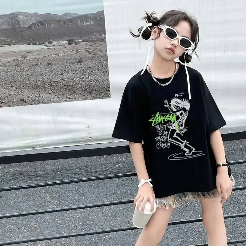 【90-160cm】おしゃれキッズ必見 スタイリッシュ クール 女の子 半袖 Ｔシャツ