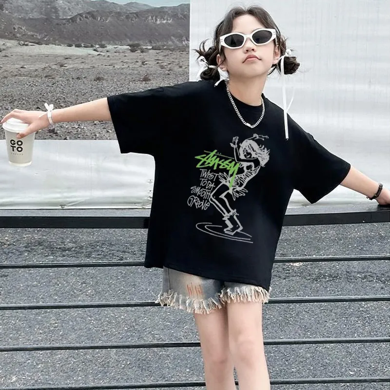 【90-160cm】おしゃれキッズ必見 スタイリッシュ クール 女の子 半袖 Ｔシャツ