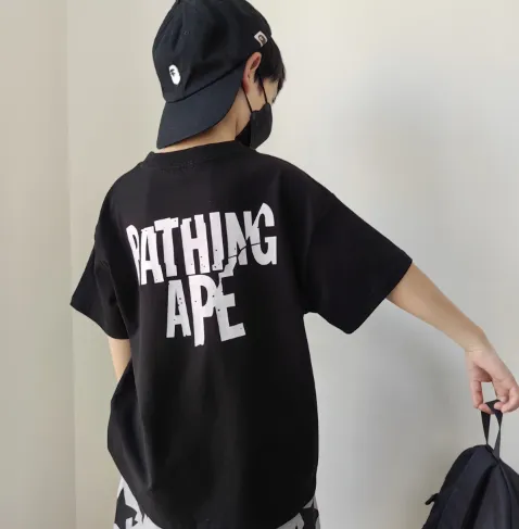 【90-160cm】人気爆発中 シンプル アルファベット 着やすい 男の子 半袖 Ｔシャツ