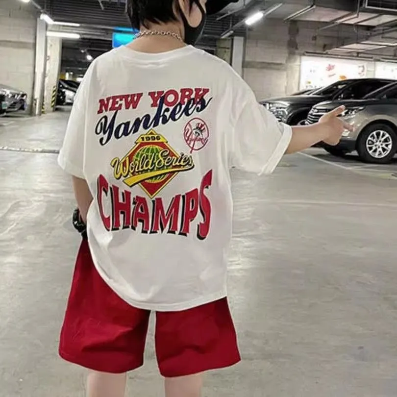 【90-160cm】存在感アップ  大人気 プリントアルファベット 男の子 半袖 Ｔシャツ