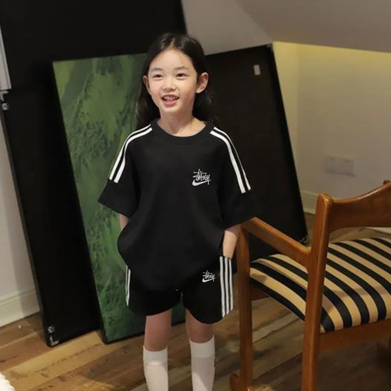 【90-160cm】二点セット 単品注文可 おしゃれ 好感度アップ シンプル 女の子 Tシャツ＋ショートパンツ