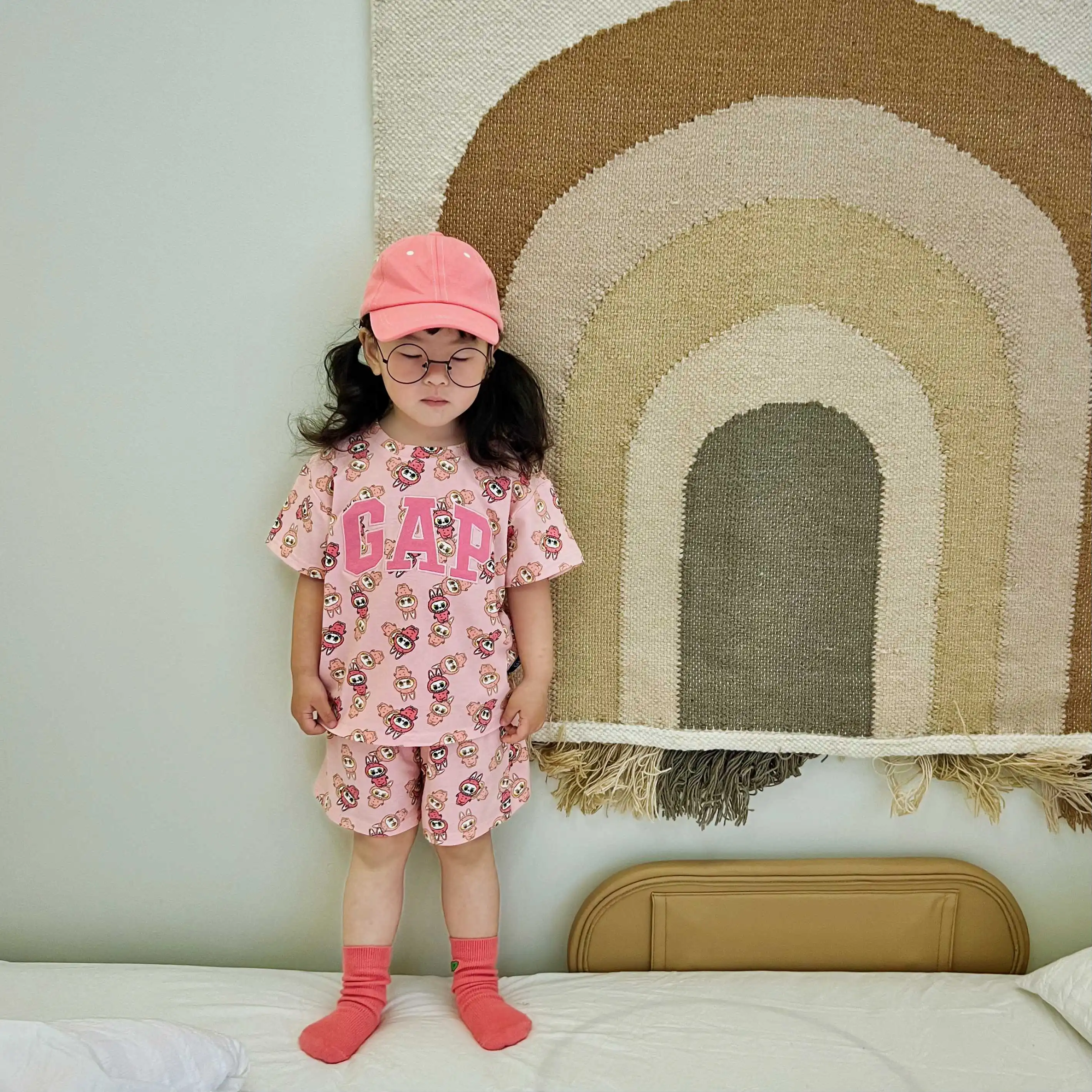 【80-130cm】二点セット 元気いっぱい プリント 可愛い 快適 半袖Ｔシャツ＋ショートパンツ セット