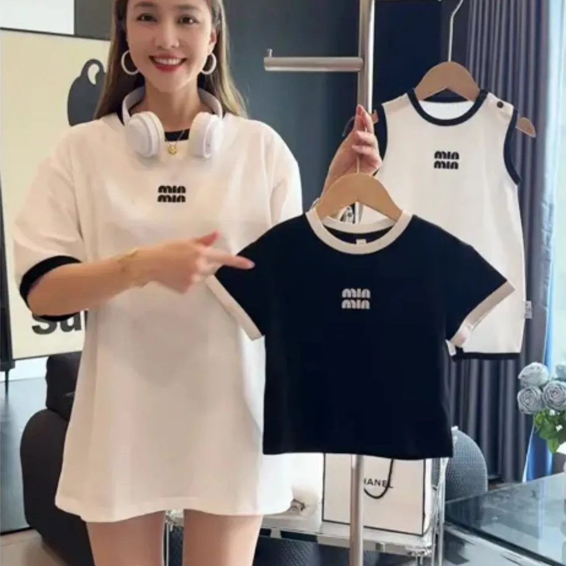 【66-150cm+親サイズ】取り入れたい 大人気 シンプル カジュアル 親子ペア ロンパース/Ｔシャツ