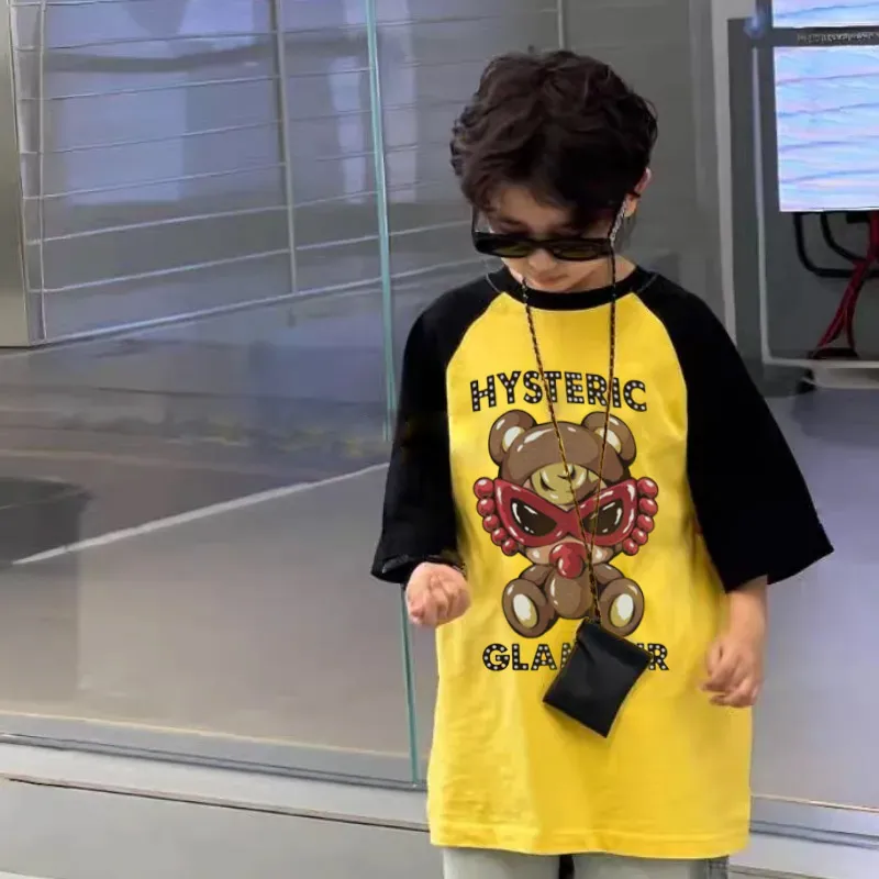 【100-150cm】話題沸騰中 大人気 配色 カジュアル クール 男の子 半袖 Ｔシャツ