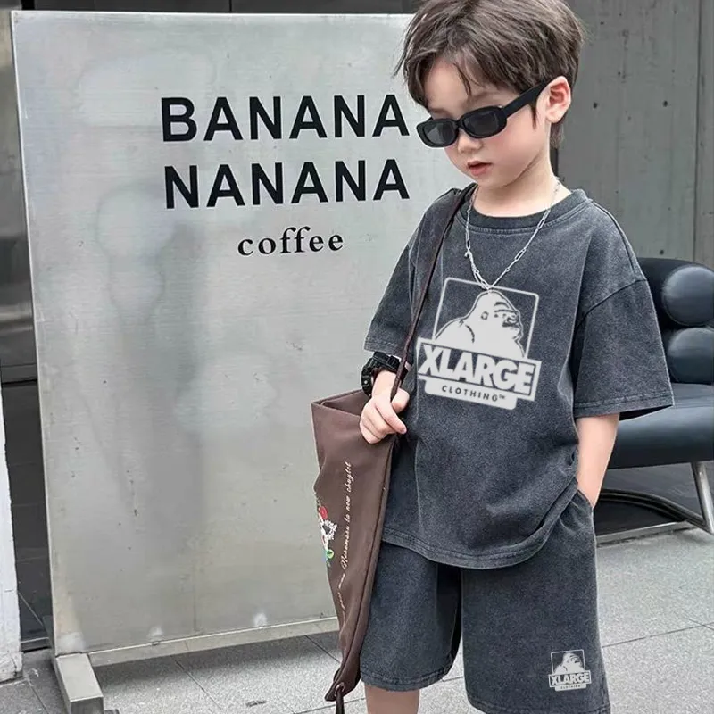 【90-150cm】二点セット リラックス感ある カジュアル 男の子 半袖Ｔシャツ＋ショートパンツ セットアップ
