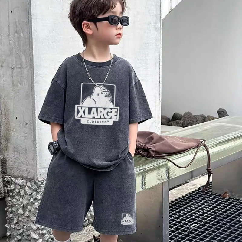 【90-150cm】二点セット リラックス感ある カジュアル 男の子 半袖Ｔシャツ＋ショートパンツ セットアップ