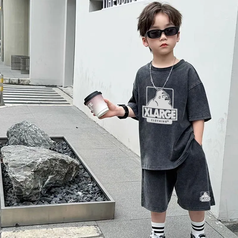 【90-150cm】二点セット リラックス感ある カジュアル 男の子 半袖Ｔシャツ＋ショートパンツ セットアップ