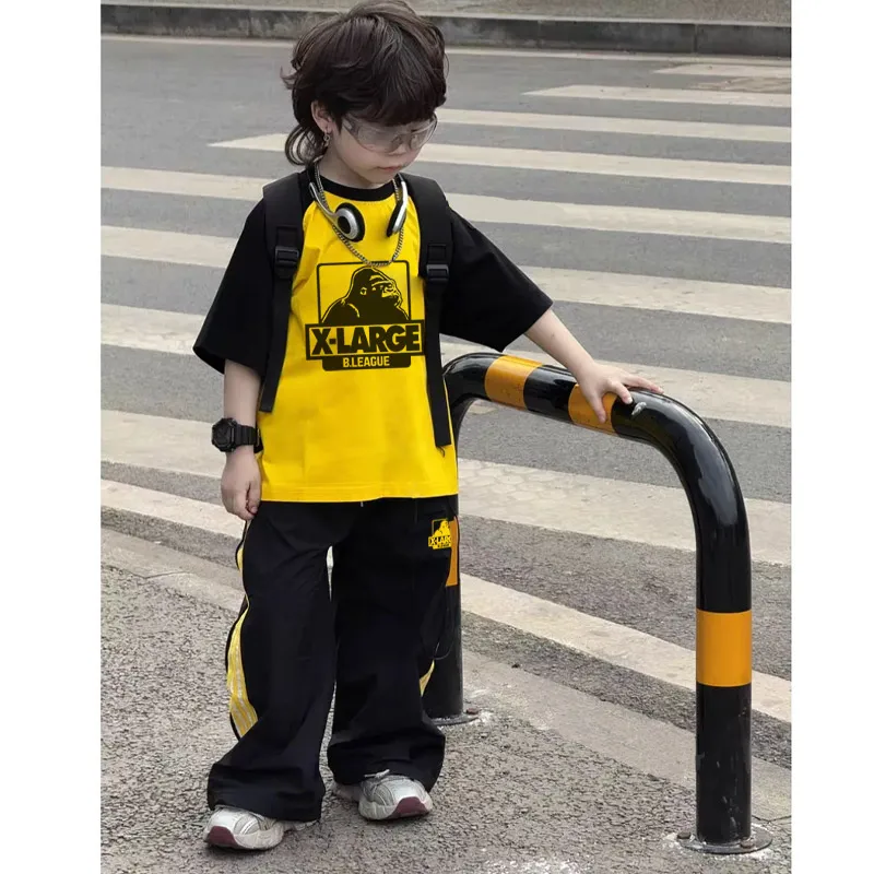 【100-150cm】二点セット 単品注文OK 配色 カジュアル 着やすい 男の子 半袖Ｔシャツ＋パンツ セット