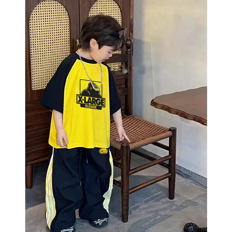 【100-150cm】二点セット 単品注文OK 配色 カジュアル 着やすい 男の子 半袖Ｔシャツ＋パンツ セット