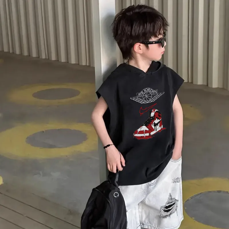 【100-150cm】人気爆発中 売れ筋 カジュアル カッコイイ 男の子 フード付き タンクトップ