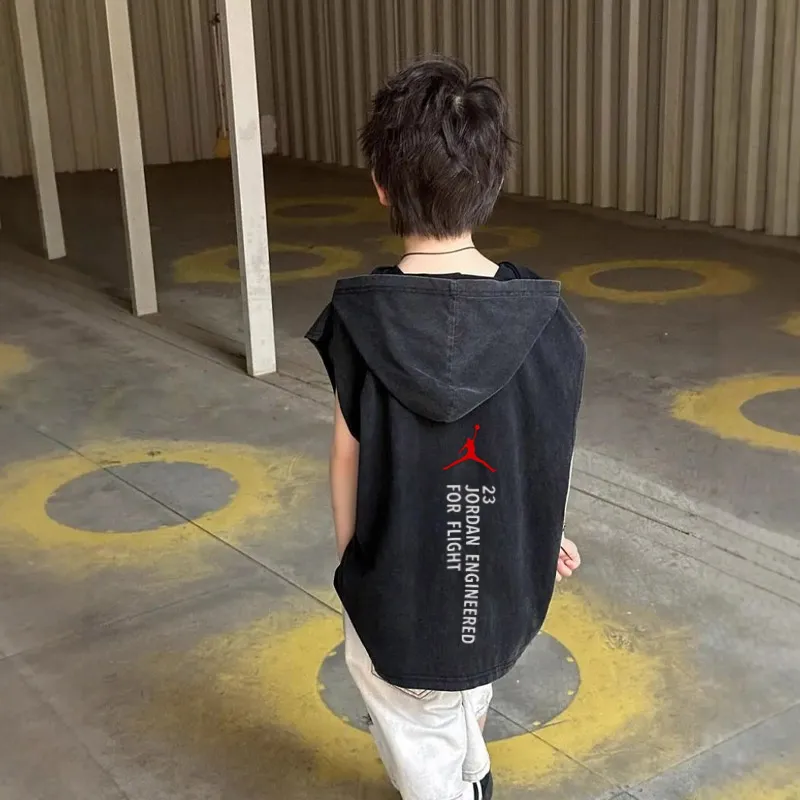 【100-150cm】人気爆発中 売れ筋 カジュアル カッコイイ 男の子 フード付き タンクトップ