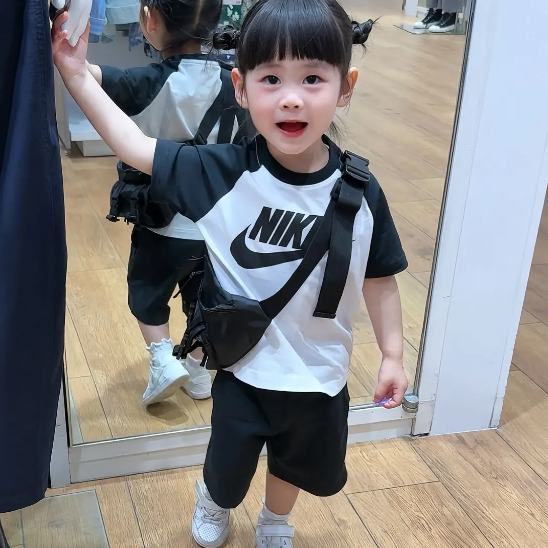 【90-150cm】二点セット 毎日着たくなる おしゃれ カジュアル 半袖Ｔシャツ＋ショートパンツ セットアップ